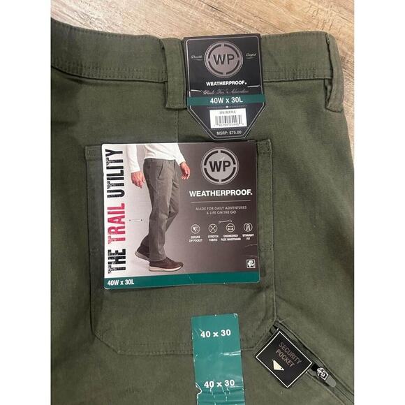 Mens Trail utility pants 40Wx30L NEW‎ green - Picture 2 of 3